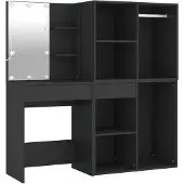 vidaXL Kaptafel met kastjes LED bewerkt hout zwart