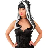 Folat - Pruik Halloween Chick met spinpatroon. - Halloween Pruik - Halloween accessoires - Halloween outfit - Pruiken - enge pruiken