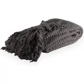 Tiseco - Deken RENEE - warm gebreide structuurplaid - 150x200 cm, Grijs