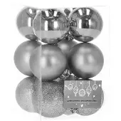 Springos Kerstballen 12 Stuks 6 cm Zilver