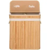 Springos Wasmand | 100 Liter | 2 Vakken | Lights | Darks | Bruin
