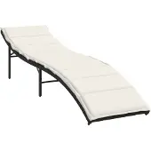 vidaXL Ligbed met kussen 55x199x50 cm poly rattan zwart
