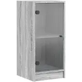 vidaXL Bijzetkast met glazen deuren 35x37x75,5 cm grijs sonoma eiken