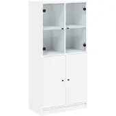 vidaXL Hoge kast met deuren 68x37x142 cm bewerkt hout wit