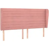 vidaXL Hoofdbord met randen 163x23x118/128 cm fluweel roze
