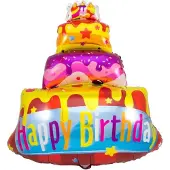 Folat - Folieballon Happy Birthday Taart - 67x73 cm