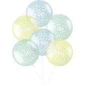Folat - Ballonnen XL Pastel 'Happy B-day' Blauw 48 cm - 6 stuks