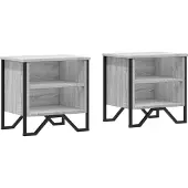 vidaXL Nachtkastjes 2 st 40x30x40 cm bewerkt hout grijs sonoma eiken