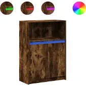 vidaXL Dressoir met LED 72x34x100 cm bewerkt hout gerookt eikenkleurig