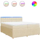 vidaXL Boxspringbed met matras, crème kleur, 200x200 cm, stoffen bekleding