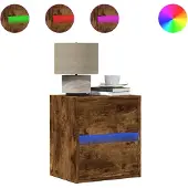 vidaXL Nachtkastjes met LED's 2 st wandgemonteerd gerookt eikenkleurig