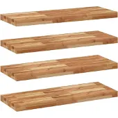 vidaXL Wandschappen 4 st zwevend olieafwerking 100x30x4 cm acaciahout