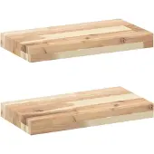 vidaXL Wandschappen 2 st zwevend 40x20x4 cm onbehandeld acaciahout