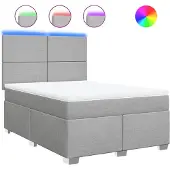 vidaXL Boxspringbed met matras, lichtgrijs, 140x200 cm, gestoffeerd