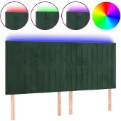 vidaXL Hoofdbord LED 200x5x118/128 cm fluweel donkergroen