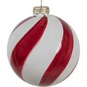 Clayre & Eef Kerstbal Overig Ø 10x10 cm Rood Wit Glas Kerstballen