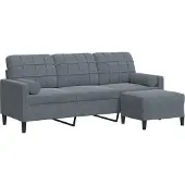 vidaXL Driezitsbank met voetenbank 180 cm fluweel donkergrijs