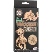 Grafix 2-in-1 Houten Bouwpakket 3D Puzzel - Dolfijn en Aap