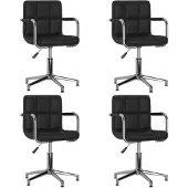 vidaXL Eetkamerstoelen draaibaar 4 st kunstleer zwart