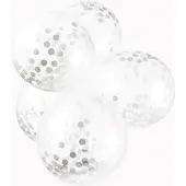 We Fiesta 6 Papier Confetti ballonnen 12″ zilver - Versiering Feestdecoratie Decoratie Verjaardag Jubileum Thema Feest Ballon