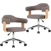 vidaXL Eetkamerstoelen draaibaar 2 st gebogen hout en stof taupe
