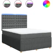 vidaXL Boxspringbed met matras, donkergrijs, 140x200 cm, gestoffeerd