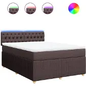 vidaXL Boxspring met matras stof donkerbruin 140x190 cm