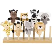 Goki Vingerpopjes: DIEREN 7,5-8,5cm, S E T met 8 verschillende vingerpopjes, 1+