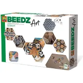 SES Creative SES Beedz Art - Hex tiles Safari - 5000 strijkkralen - collage met strijkkralen en foto's - complete set met grondplaten en fotostickers - Strijkkralen Volwassenen - Knutselen Volwassenen
