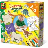 SES Creative 14630 Ik leer over dinosaurussen - Educatief leerspel voor kinderen, verfset voor kinderen, 3 jaar, karton