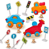 SES Creative - Traffic Klei - Auto Set - Vegan en Glutenvrij - Herbruikbaar - Uitwasbaar - Vanaf 3 jaar