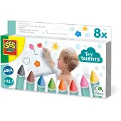 SES Creative - Tiny Talents - Badkrijt - 8 vrolijke kleuren - voor tegels en de badkuip - Badspeelgoed - Speelgoed 2 Jaar