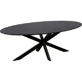 QUVIO Eettafel Sofia– Ovaal – 220x100 cm – Stalen kruispoot – FSC-gecertificeerd mangohout – Zwart