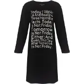 Temptation Dames Nachthemd - Bigshirt - Witte Tekst - Zwart - Maat M