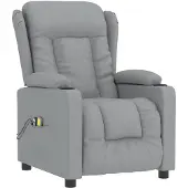 vidaXL Massagestoel elektrisch stof lichtgrijs