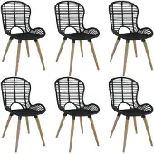 vidaXL Eetkamerstoelen 6 st natuurlijk rattan zwart