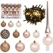 vidaXL 60-delige Kerstballenset met piek en 150 LED's roségoud