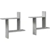 vidaXL Wandschappen 2 st 50x12x50 cm bewerkt hout betongrijs