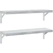 vidaXL Wandschappen 2 st 75x23,5 cm roestvrijstaal zilverkleurig