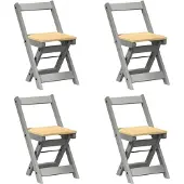 vidaXL Eetkamerstoelen 4 st Corona inklapbaar massief grenenhout grijs