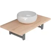 vidaXL 2-delige Badkamermeubelset keramiek eikenkleurig