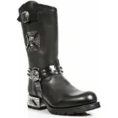 New rock heren zwart lederen gotische cowboylaarzen - MR030-S1