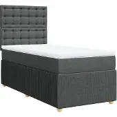 vidaXL Boxspring met matras stof donkergrijs 100x200 cm