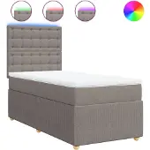 vidaXL Boxspringbed met matras, taupekleurig, 100x200 cm, met stoffen bekleding