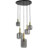 Light & Living Hanglamp 5L Ø66x80 cm LEKAR antiek brons+smoke glas