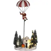 Luville Kerstdorpminiatuur Parachute Kerstman Bo 13 X 12,5 X 29 Cm