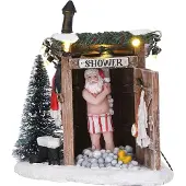 Luville Kerstdorpminiatuur Kerstman Onder De Douche 10 X 8,5 X 11 Cm