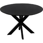 QUVIO Eettafel Sofia – Rond – Ø120 – Stalen kruispoot – FSC-gecertificeerd mangohout – Zwart