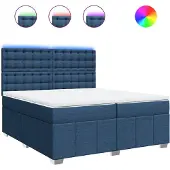 vidaXL Boxspring met matras stof blauw 200x200 cm