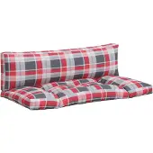 vidaXL Palletkussens 2 st ruitpatroon stof rood